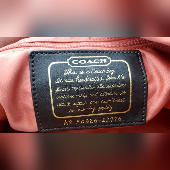 Coach Gold Monogram Designer Shoulder Handbag Purse Signature Print Medium Purse - Picture 6 of 12